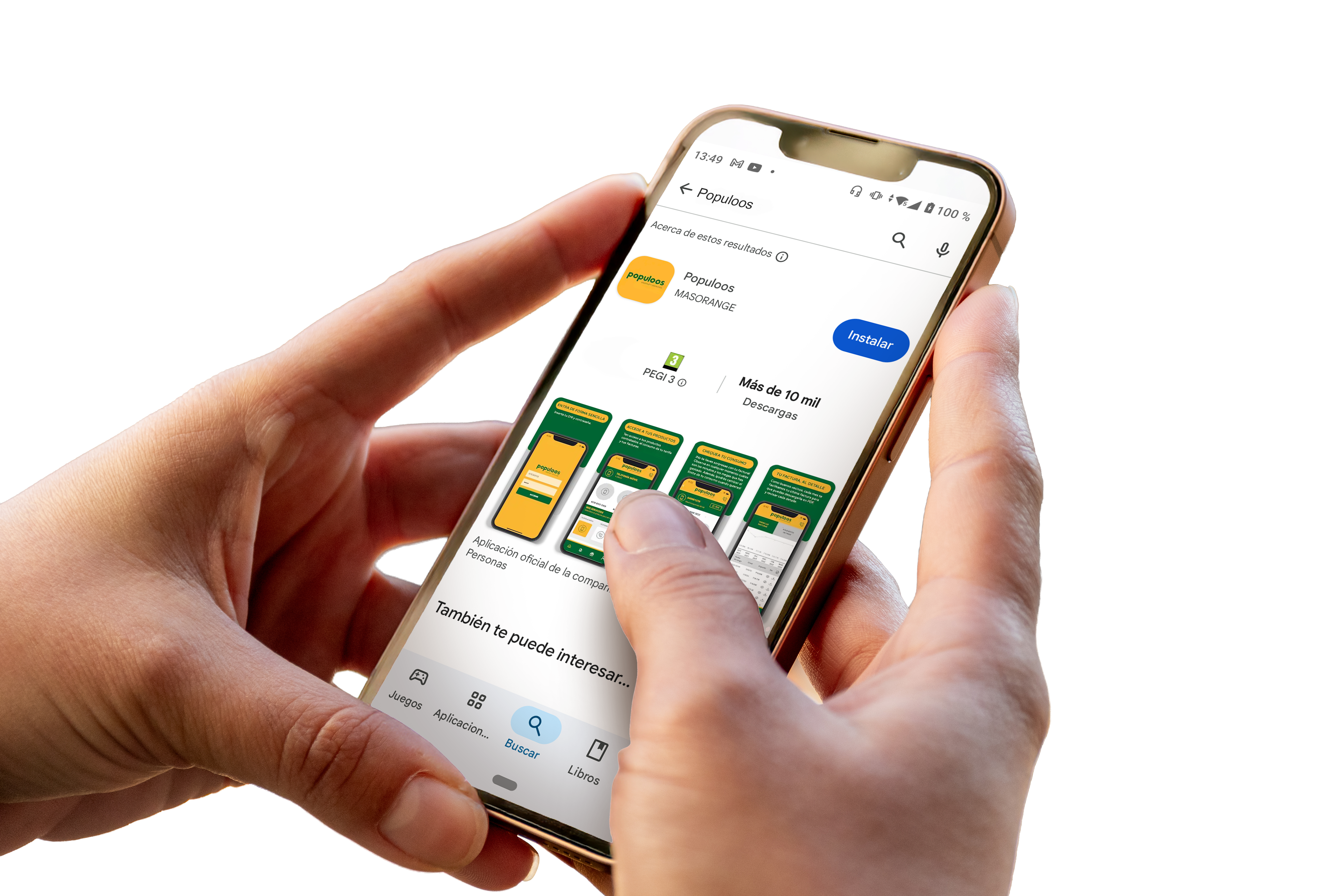 App de Populoos en un móvil
